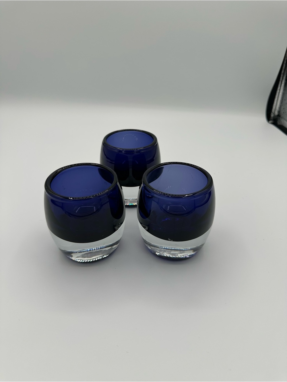 Crate&Barrel Deep Cobalt Blue Glass Votives - Set of 3